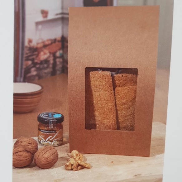 Sacchetto Con Finestra Dolci  Biscotti color Avana 11 x 6,5 x h 20 cm  set 20 pz art 37212