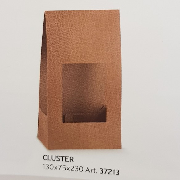 Sacchetto Con Finestra Dolci  Biscotti color Avana 13 x 7,5 x h 23 cm  set 20 pz art 37213
