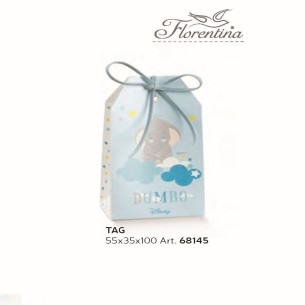 Bomboniera Scatola Sacchetto Confetti DUMBO Disney Celeste 5,5x3,5xh10 cm set 10 pz art 68145