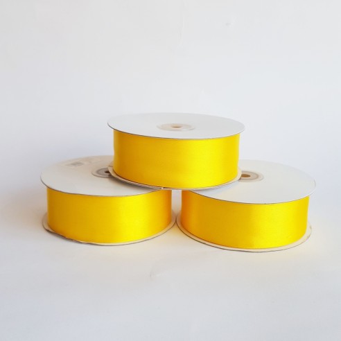 Nastro doppio raso 40 mm rotolo bobina da 50 mt  GIALLO INTENSO  fai da te - art D4011