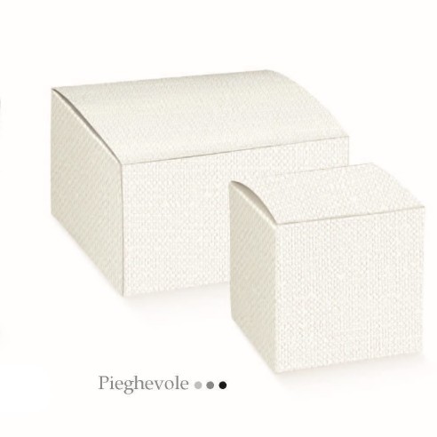 Scatola bomboniera tipo Lino Bianco pieghevole 6 x 6 x 6 cm 20 pz art 71630
