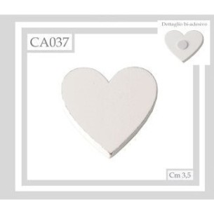 Cuore legno bianco con Adesivo ideale per decorazione Bomboniera 3,5 cm Conf. 12 pz art CA037
