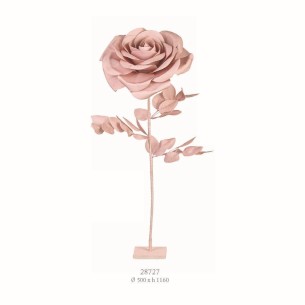 Fiore tipo Rosa in Polietilene Rosa con stelo e base appoggio idea wedding D 50xh116 cm art 28727