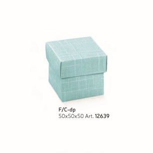 Bomboniera Scatola confetti Celeste cubo Fondo e coperchio 5x5xh5 cm set 10 pz art 12639