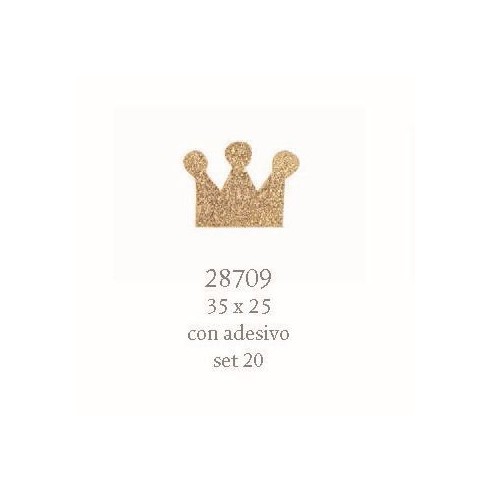 Coroncina Adesiva Glitterata Oro Principessa Compleanno 3,5x2,5 cm Set 20  pz Art 28709