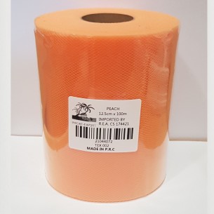 Bobina 12,5 cm 100 mt rotolo tulle decorazioni bomboniere colore PESCA art TEX002Pesca