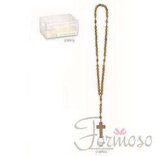 Rosario legno bomboniera comunione cresima con scatola 35 Cm art 71310