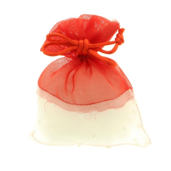 Bomboniera Sacchetto porta confetti in organza Bianco e Rosso 9xh10 cm set 12 pz art C1639