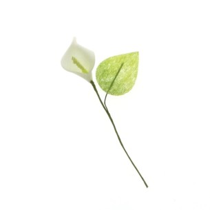Fiore calla bianca con foglia decorazione bomboniera h 12 cm set 48 pz art B0673
