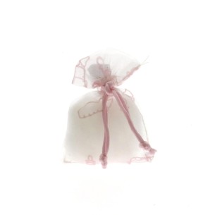 Bomboniera Sacchetto porta confetti in organza trasparente Rosa inserto ciuccio e biberon 7x10 cm set 12 pz art C1826