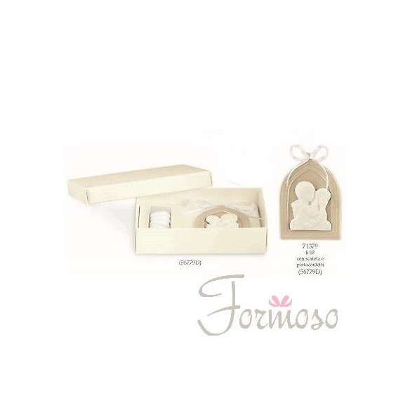Icona bimbo ceramica beige bomboniera comunione con scatola h 97 mm art 71379