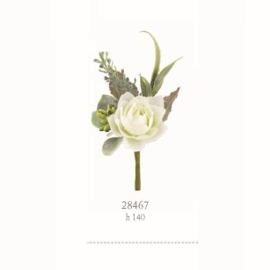 Fiore Tipo Rosa Bianca in tessuto e pvc idea decorazione wedding matrimonio h 14 cm set 12 pz art 28467