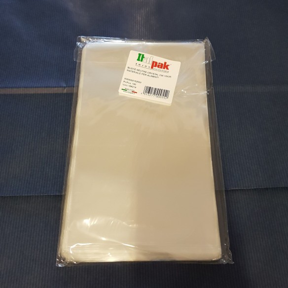 Busta neutra per alimenti trasparente Crystal 15 x h 25 cm 100 pz art XC1525
