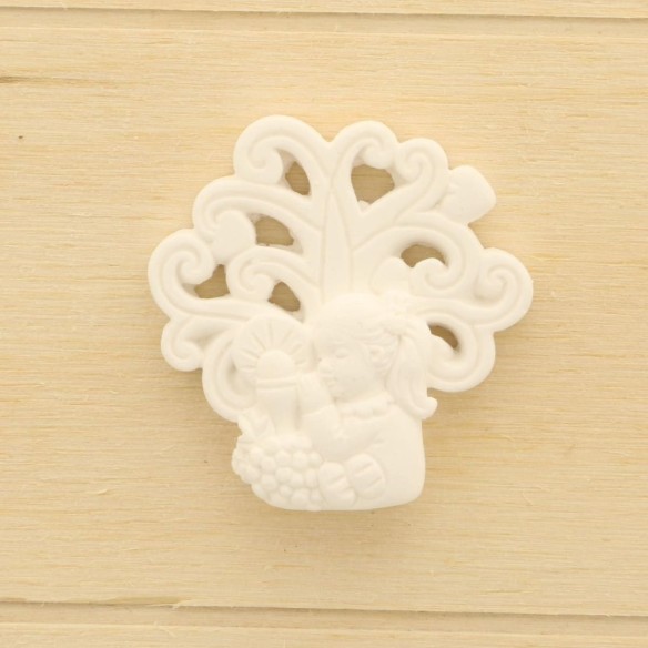 Albero della vita Gesso con Bimba Comunione idea decorazione bomboniera 4,5 cm 12 pz art 08566