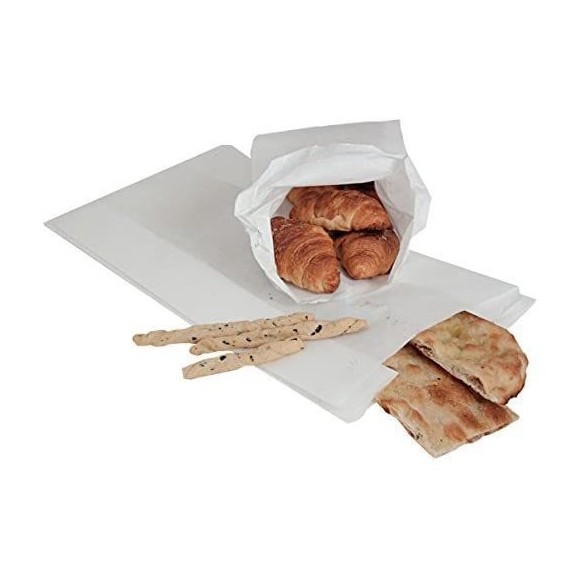 Sacchetti in carta kraft bianca per alimenti misura 12 x h 24 cm confezione 10Kg Art SAC1224