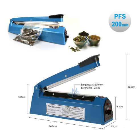 Sigilla sacchetti sottovuoto Termosaldatrice PFS 200 20 cm Impulse Sealer art PFS-200S