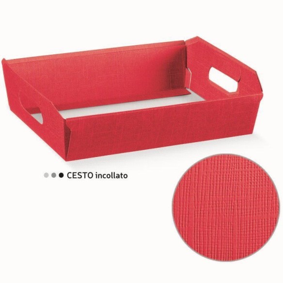 Cesto in cartone ROSSO porta Bomboniere cesto Natalizio cesto regalo misura 35x26xh 7 cm art 13627