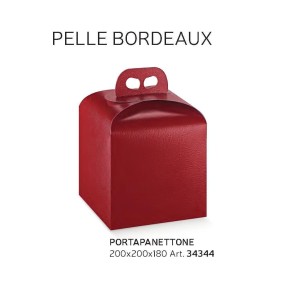 Scatola Natalizia porta Panettone artigianale per Pasticceria Colore PELLE BORDEAUX mis. 20 x 20 xh 18 cm Confezione 50 pz Art 3