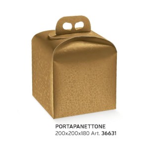 Scatola Natalizia porta Panettone artigianale per Pasticceria Colore SFERE ORO mis. 20 x 20 xh 18 cm Confezione 50 pz Art 36631