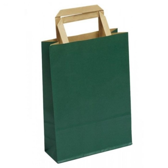 Busta in carta colore Verde con Manico Piatto 27x12xh 37 cm  conf 350 pz art BUVE271237