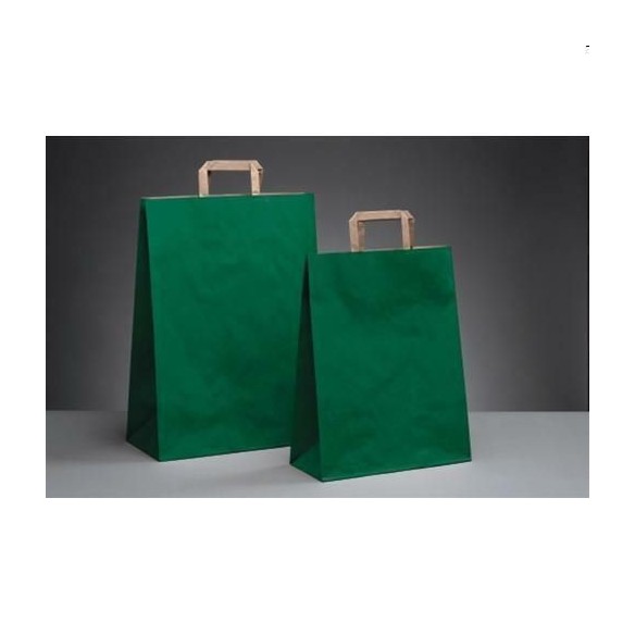 Busta in carta colore Verde con Manico Piatto 32x17xh 45 cm  conf 250 pz art BUVE321745