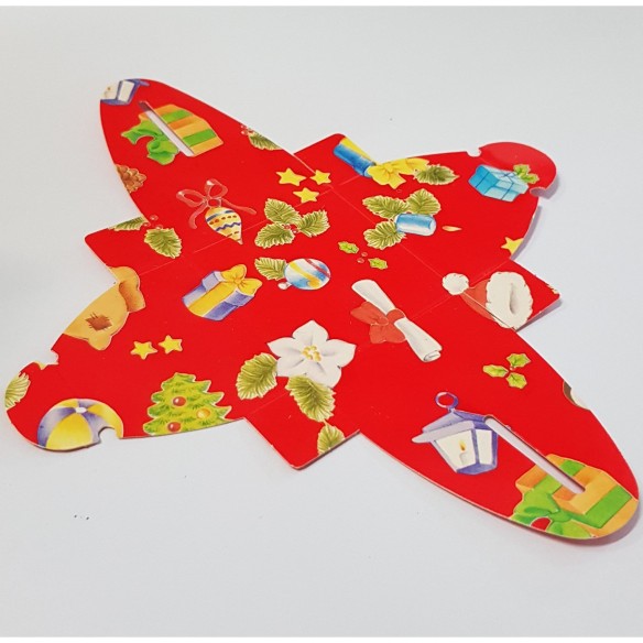 Scatola mini astuccio Tortina rosso con disegni di natale 4,7x4,7xh 1,7 cm conf 10 pz art 1477