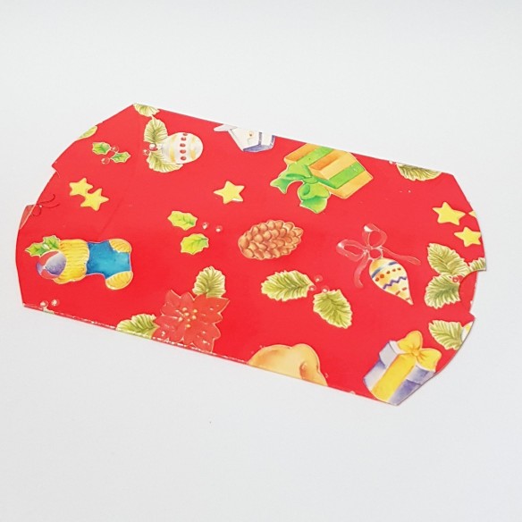 Scatola tipo Busta rosso con disegni di natale 7x7xh 2,5  cm conf 10 pz art 0602