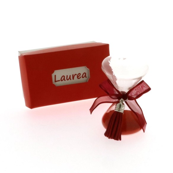 Bomboniera Clessidra in vetro con sabbia rossa e Scatola h 8 cm Matrimonio Laurea  art 08646