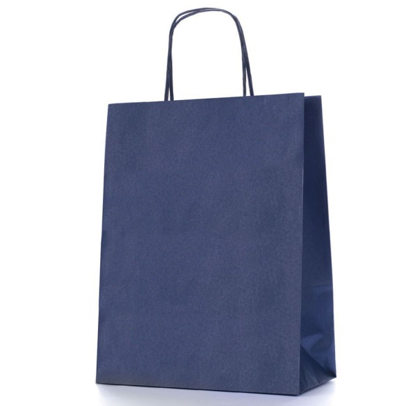 Busta in carta colore Blu scuro pastello con Manico Ritorto 36x12xh 41 cm Conf 200 pz art  BLU361241