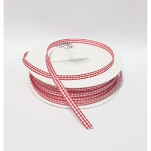 Nastro Tessuto a quadretti rossi e bianchi spessore 6 mm rotolo bobina 50 mt  art 57237
