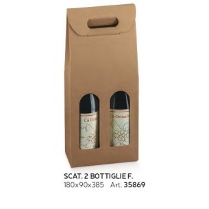 Scatola porta 2 bottiglia Vino colore AVANA 18 x 9 x h 38,5 cm set 30 pz art 35869