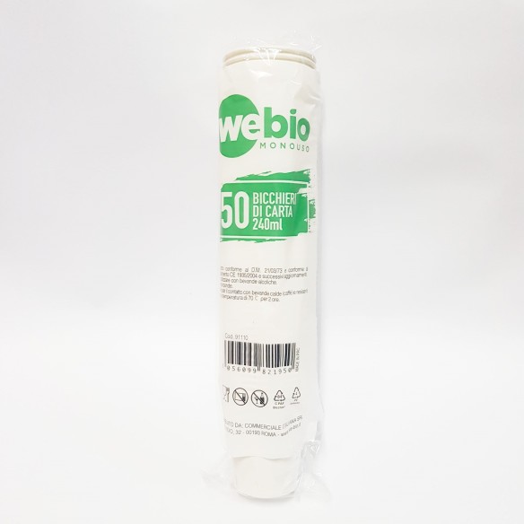Bicchiere per cappuccino monouso Biodegradabile da 240 ml conf 50 pz Art 91110