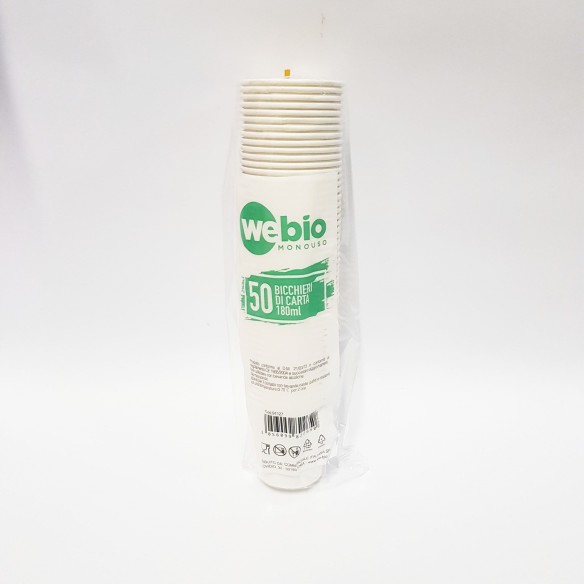 Bicchiere monouso Biodegradabile da 180 ml bibita calda conf 50 pz Art 91127