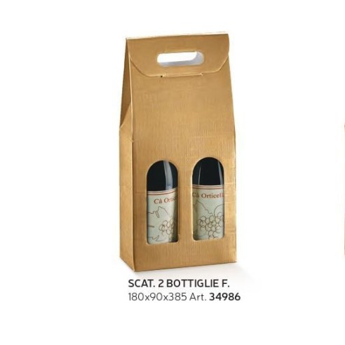 Scatola porta 2 bottiglia colore SETA ORO 18 x 9 x h 38,5 cm set 30 pz art 34986