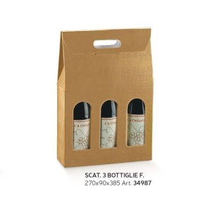 Scatola porta 3 bottiglia colore SETA ORO 27 x 9 x h 38,5 cm set 30 pz art 34987
