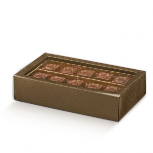 Scatola porta Cioccolatini artigianali per Pasticceria Colore Marrone mis. 21,5x14,5xh3,5 cm cm Confezione 50 pz Art 33225