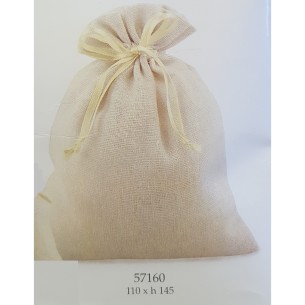 Bomboniera sacchetto confetti in Cotone bianco misura 11 x h 14,5 cm set 11 pz art 57160