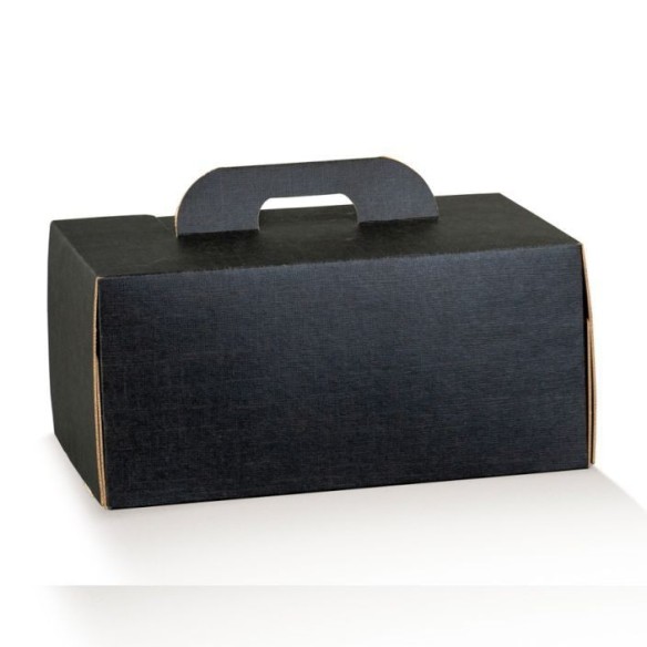 Scatola con manico tipo CADEAUX nera TAKE AWAY cibo asporto 28x20xh 10 cm conf. 30 pz art 17143