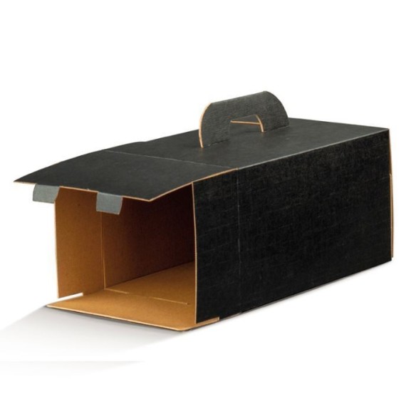 Scatola con manico tipo CADEAUX nera TAKE AWAY cibo asporto 28x20xh 10 cm conf. 30 pz art 17143