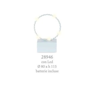 Decorazione da Tavolo Wedding Matrimonio cerchio Celeste con base e LED D. 8 x h 11,5 cm Art 28946