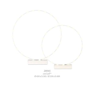 Set 2 cerchi Bianco con base e LED per Decorazione da Tavolo Wedding Matrimonio  D. 45/55 cm Art 28945