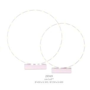 Set 2 cerchi Rosa con base e LED per Decorazione da Tavolo Wedding Matrimonio  D. 45/55 cm Art 28949