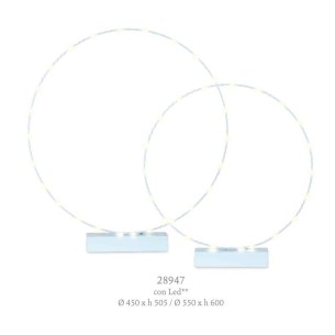 Set 2 cerchi Celeste con base e LED per Decorazione da Tavolo Wedding Matrimonio  D. 45/55 cm Art 28947