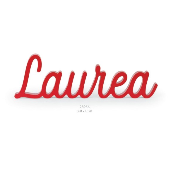 Decorazione Scritta LAUREA il Legno colore Rosso 38 x h 12 cm Art 28956
