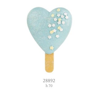 Bomboniera Calamita in resina a forma di Gelato Cuore Celeste wedding H 7 cm Art 28892