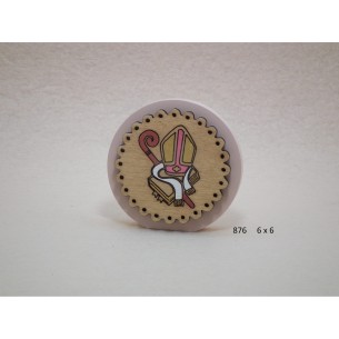 Bomboniera in legno Tonda con simbolo Cresima e con scatola  6 x h 6 cm art 876