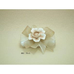 Bomboniera con Fiore in ceramica e con scatola trasparente 9 x h 5 cm art 881