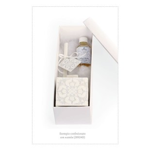 Bomboniera profumatore in ceramica smaltata Verde Mod. MEDITERRANEO con scatola h 7 cm art 28927 2