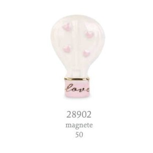 Bomboniera Calamita Mongolfiera in ceramica smaltata Bianca Rosa Wedding h 5 cm art 28902