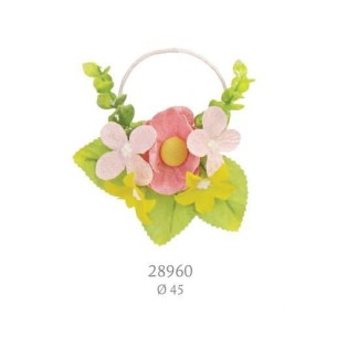 Cerchio rosa con inserto fiore in tessuto rosa idea Decorazione bomboniera Wedding Matrimonio D 4,5 cm set 12 pz art 28960